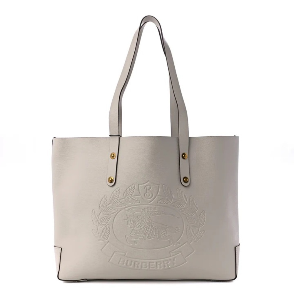 Burberry Gray Leather Tote Bag